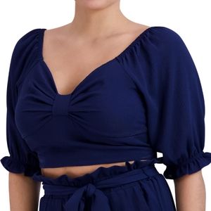 BCBG Paris Dark Blue Smocked Top XL